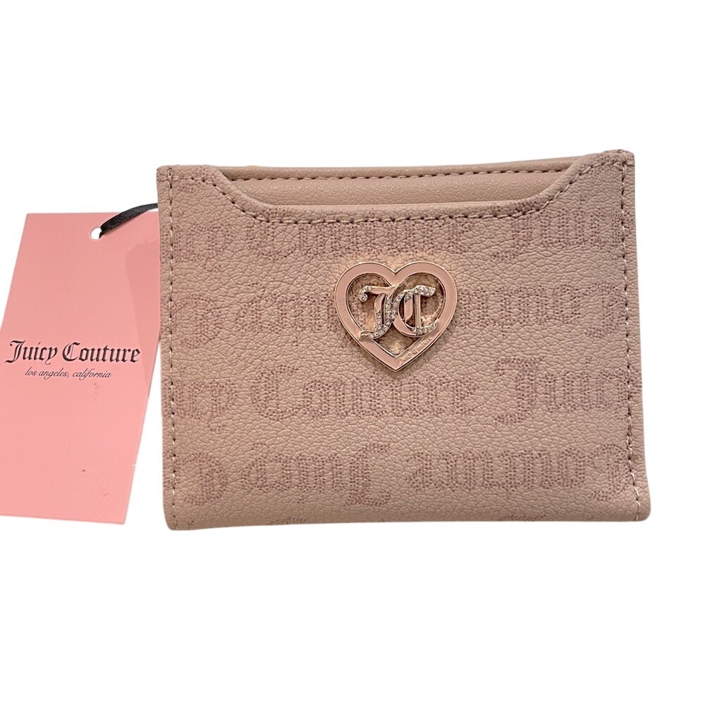 NEW‎ Juicy Couture Beige Cafe Bifold Wallet with Removable Card Case Logo Heart